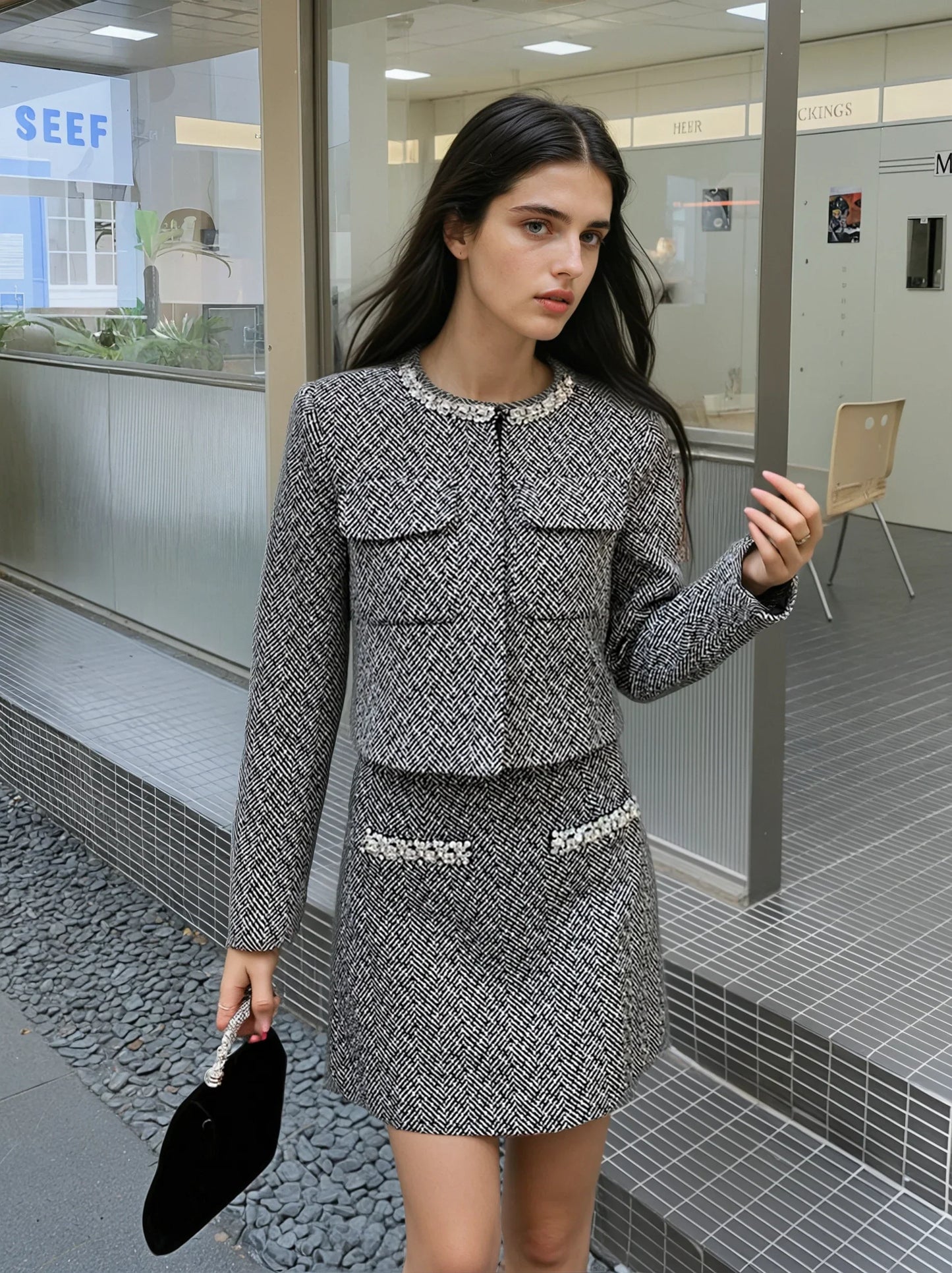 Gri Tüvit Kısa Ceket