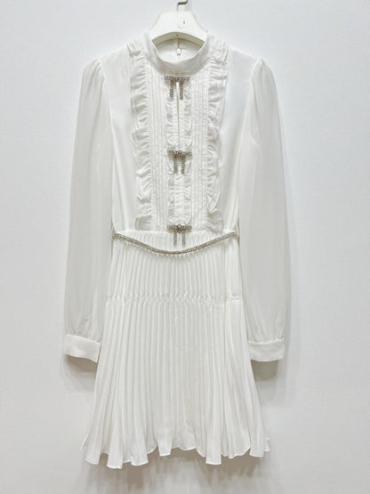 Pileli Şifon Mini Elbise