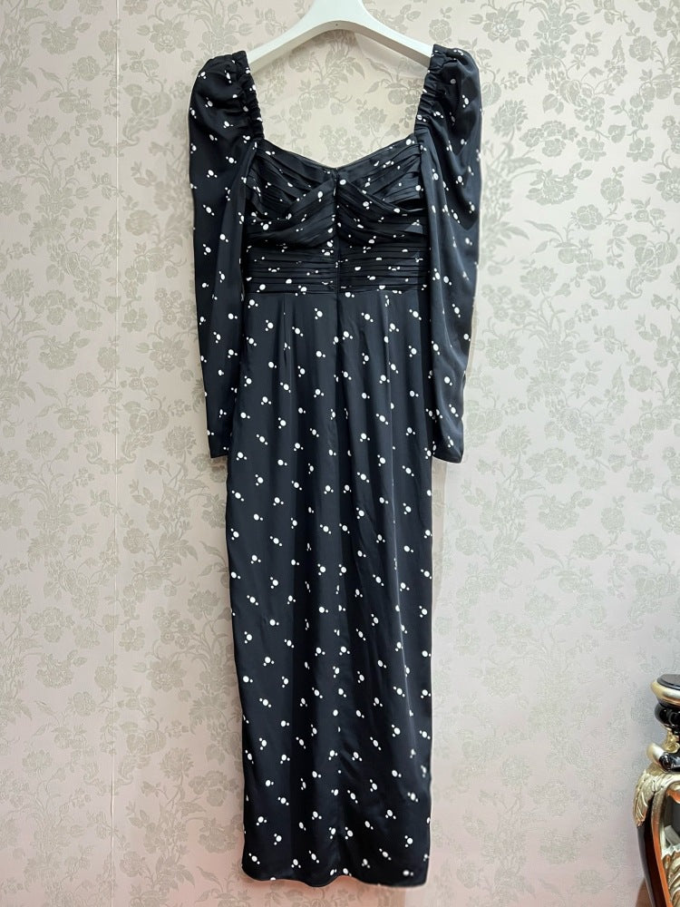 Siyah Baskılı Elbise