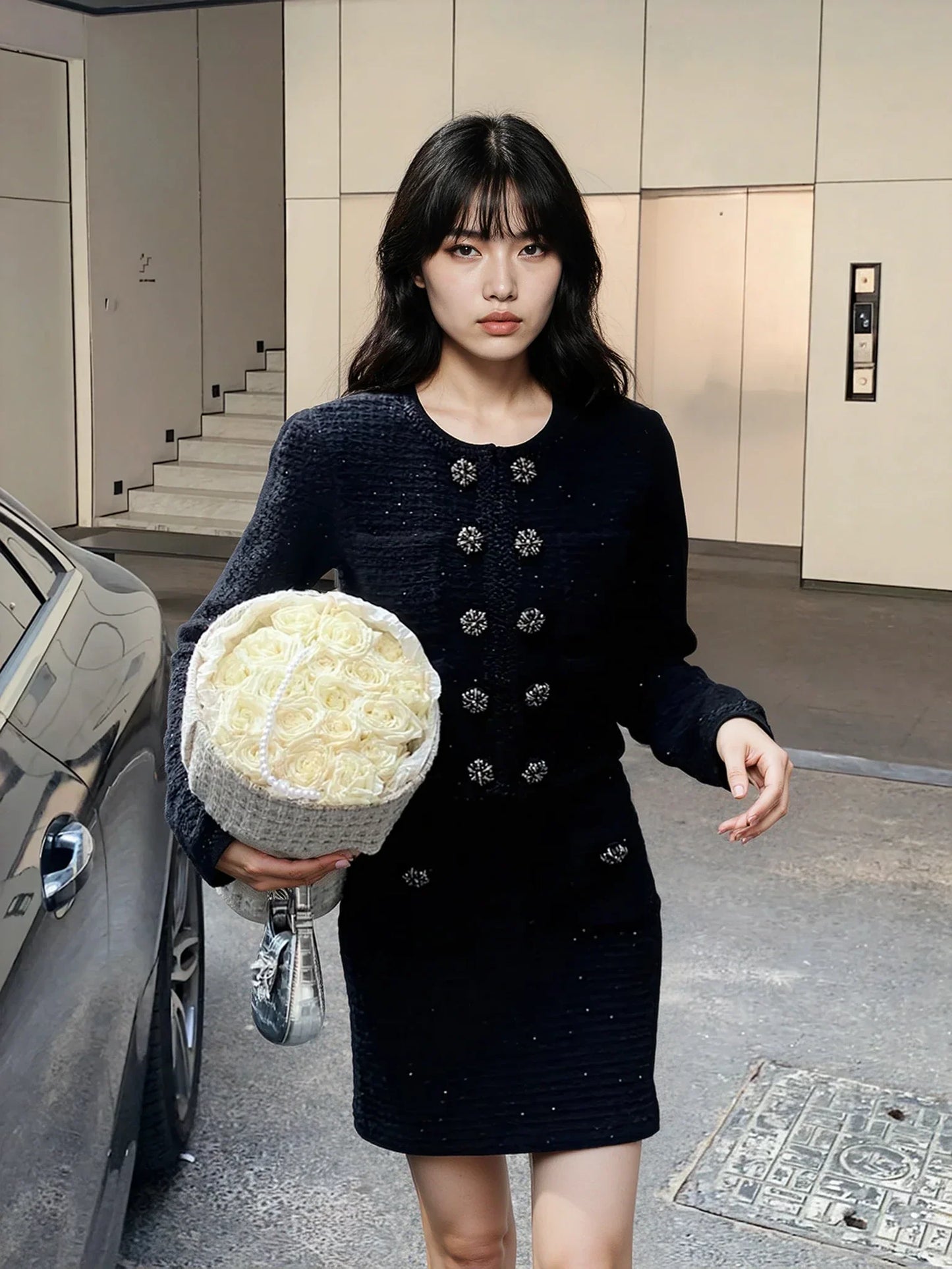 Kahverengi & Siyah Örgü Hırka