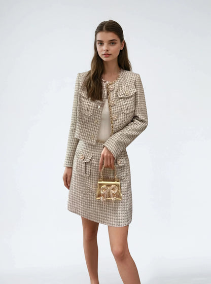 Altın Rengi Mini Etek