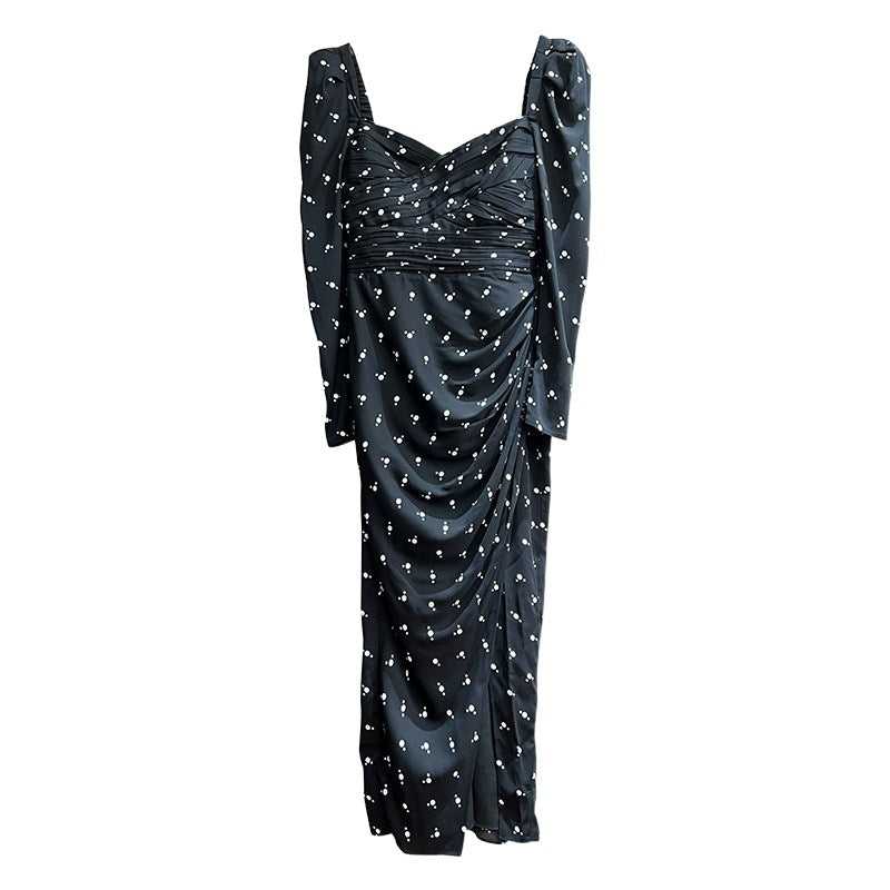 Siyah Baskılı Elbise