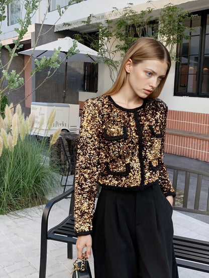 Altın Renkli Kadife Ceket