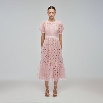 Allık Gipür Midi Elbise