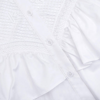 Beyaz Dantel Panelli Mini Elbise