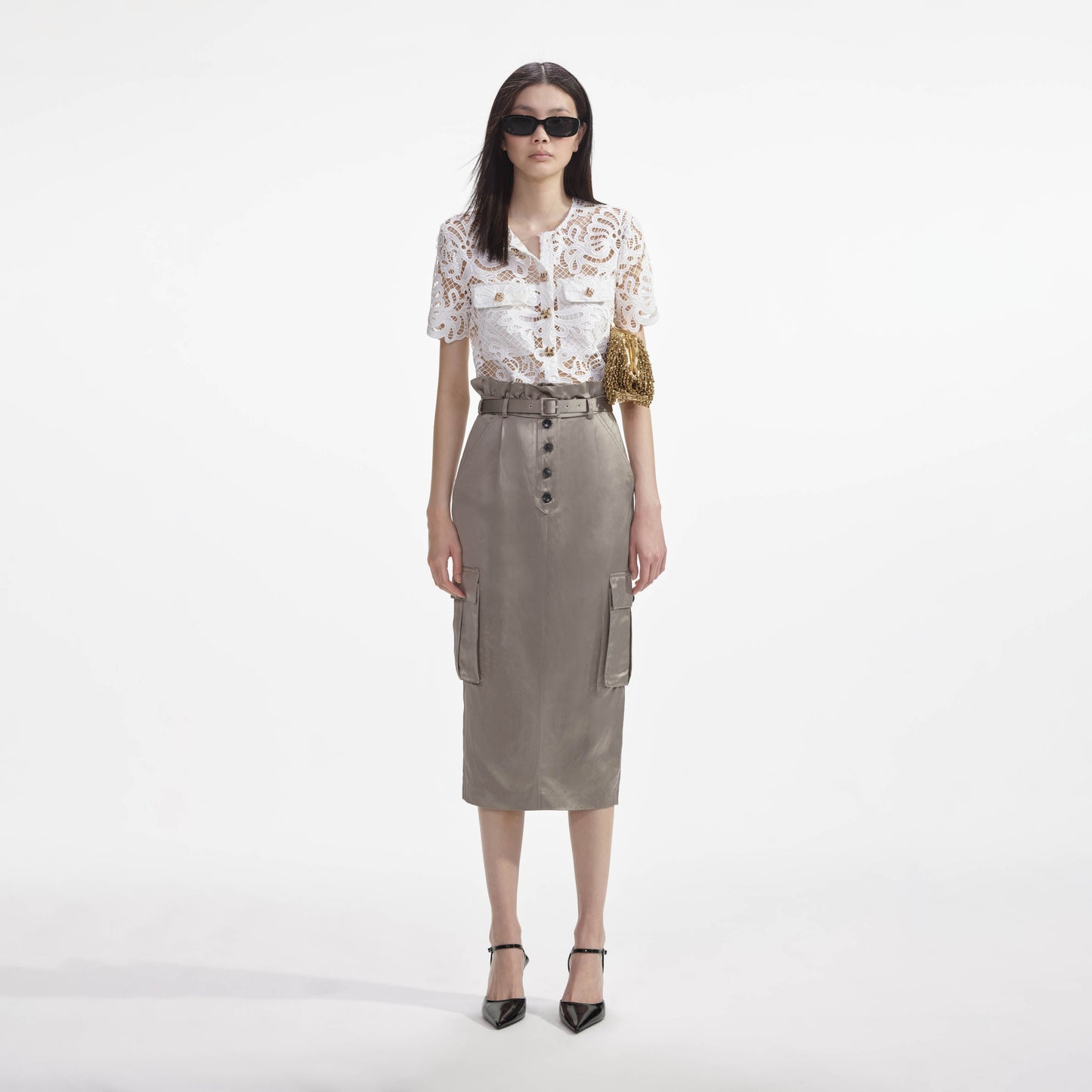 Beyaz Gipür Dantel Üst