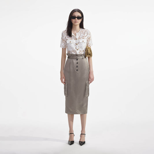 Beyaz Gipür Dantel Üst