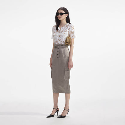 Beyaz Gipür Dantel Üst