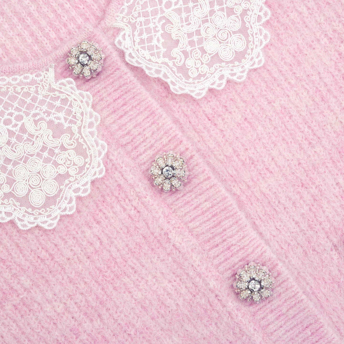 Pembe Kabarık Kaburga Örgü Hırka