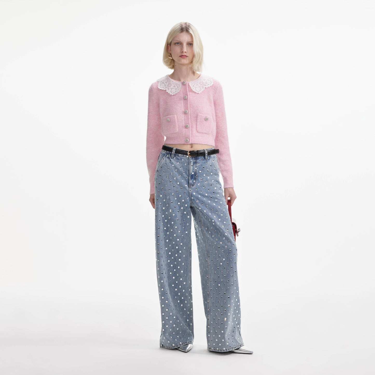 Pembe Kabarık Kaburga Örgü Hırka