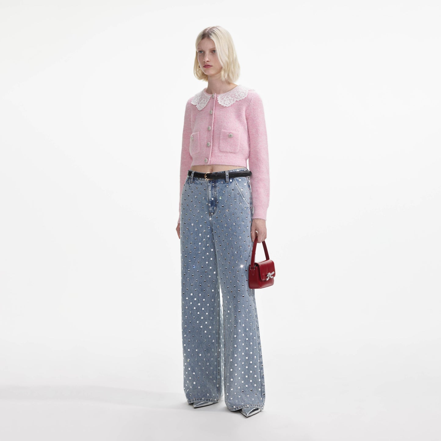 Pembe Kabarık Kaburga Örgü Hırka