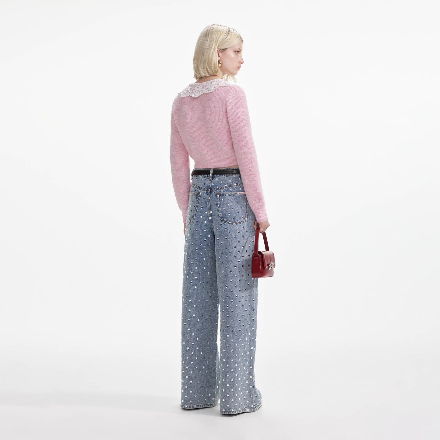 Pembe Kabarık Kaburga Örgü Hırka