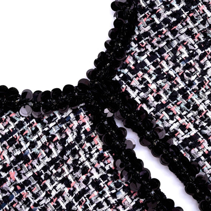 Siyah Bukle Süslemeli Mini Elbise