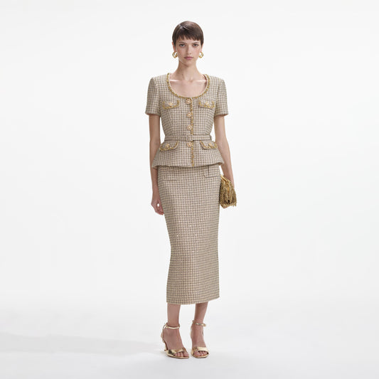 Altın Bukle Peplum Üst