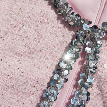 Pembe Pullu Buklet Mini Elbise