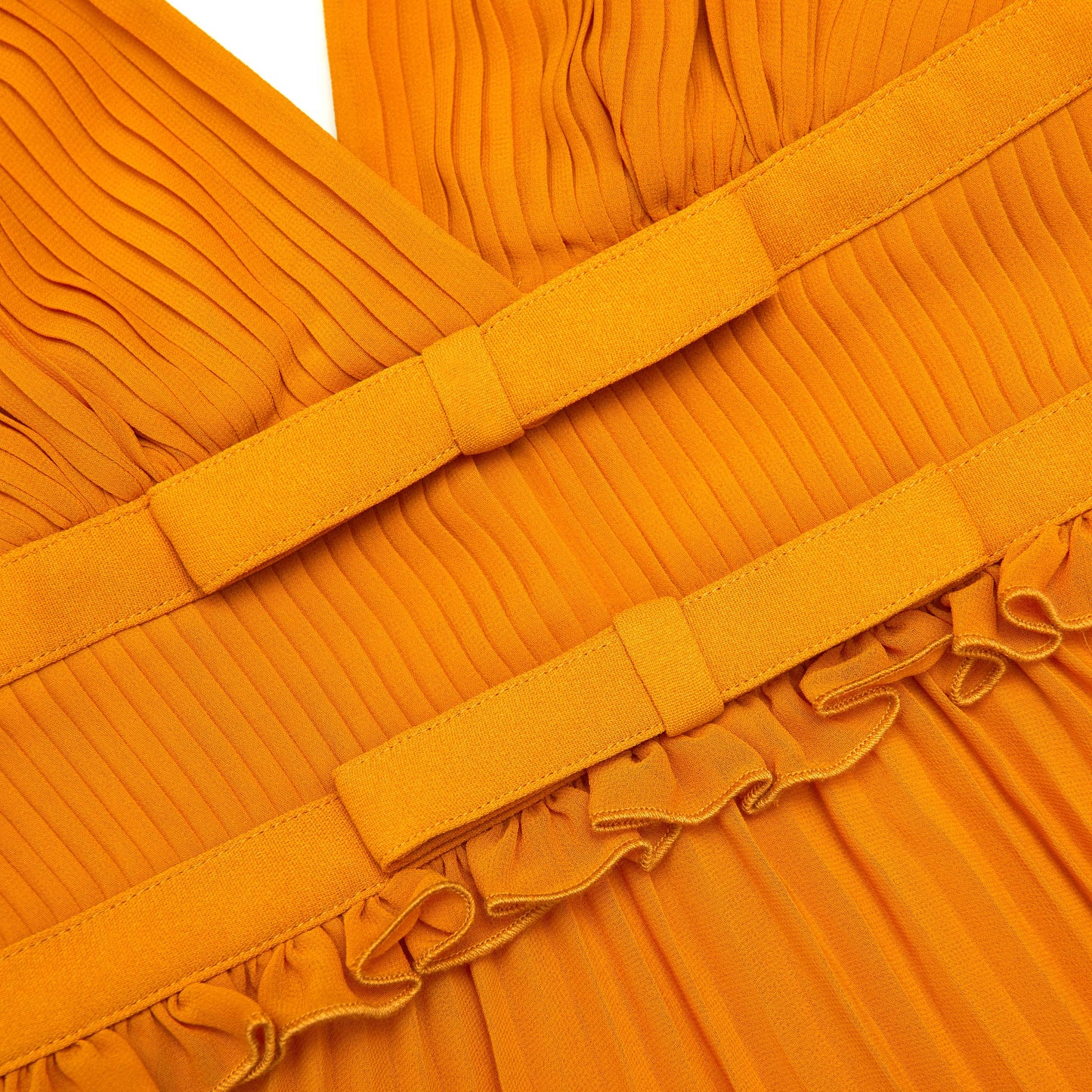 Yanık Turuncu Şifon Midi Elbise