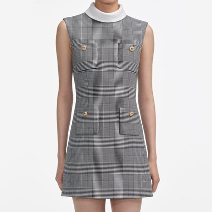 Kolsuz Galler Prensi Kareli Mini Elbise