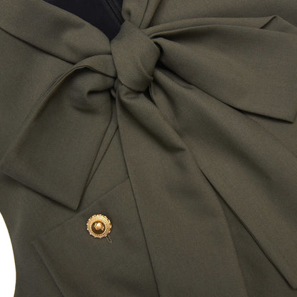 Haki Twill Mini Elbise