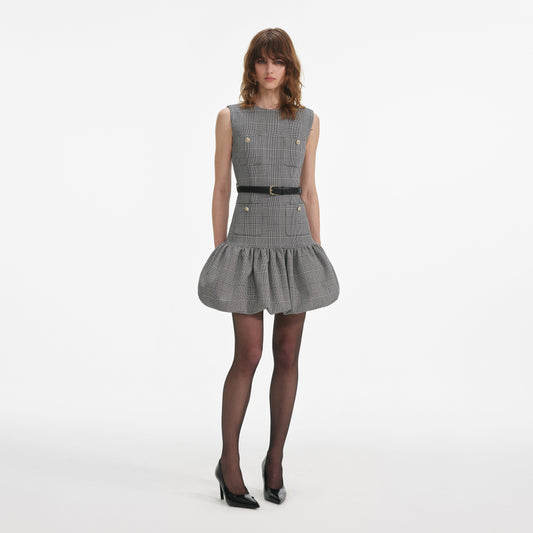 Galler Prensi Kareli Mini Elbise