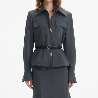 Gri Twill Midi Elbise