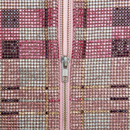 Pembe Kareli Zincir Posta Etek