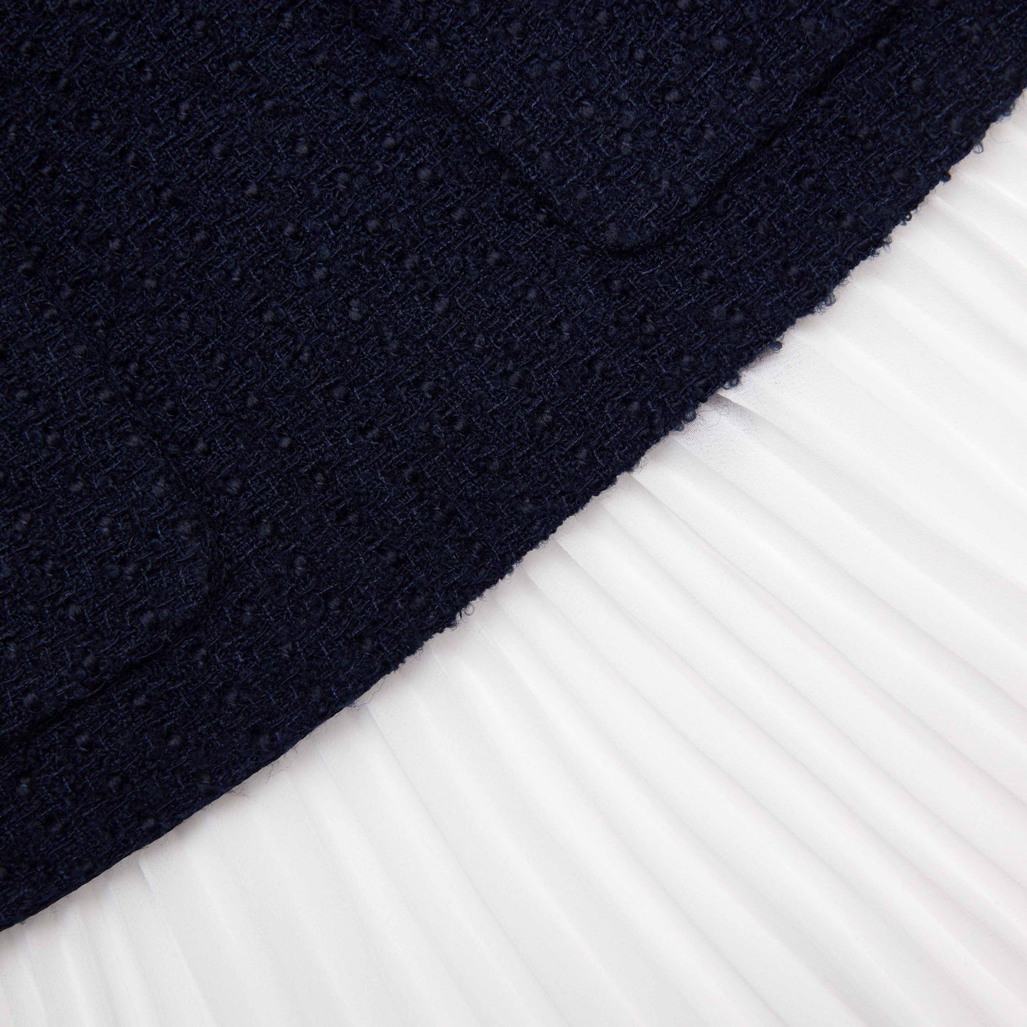 Lacivert Buklet Ve Şifon Mini Elbise