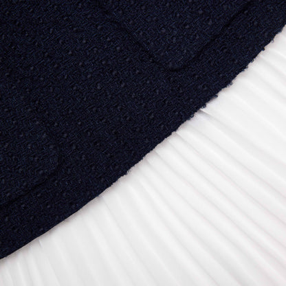 Lacivert Buklet Ve Şifon Mini Elbise