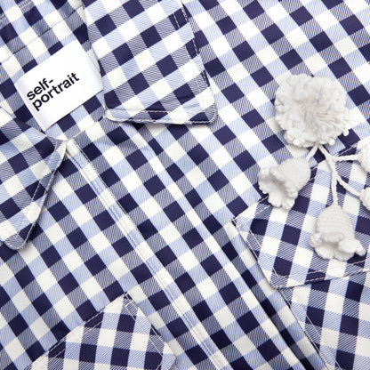 Lacivert Gingham Tafta Ceket