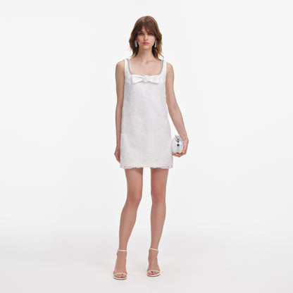 Beyaz Tül Dantel Mini Elbise