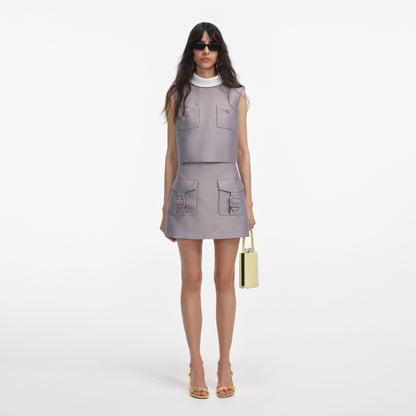 Gri Tafta Mini Etek