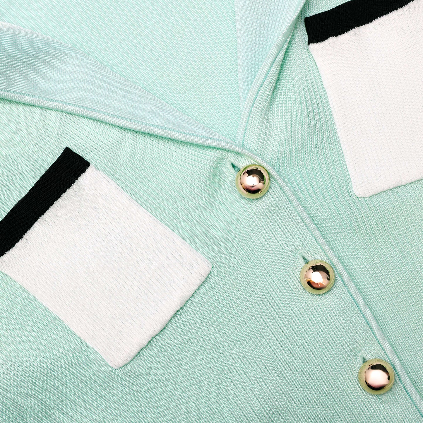 Yeşil Ribanalı Viskon Örgü Üst