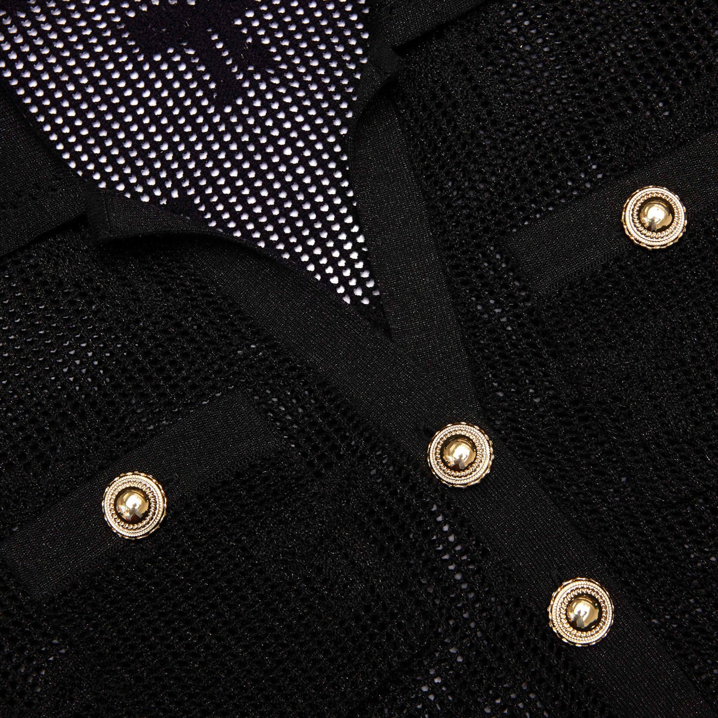 Siyah Fiyonklu Tığ İşi Midi Elbise