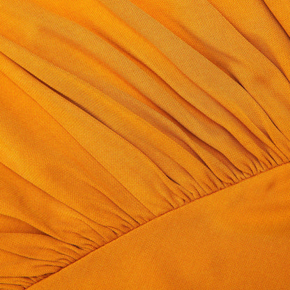 Yanık Turuncu Jersey Kesim Uzun Elbise