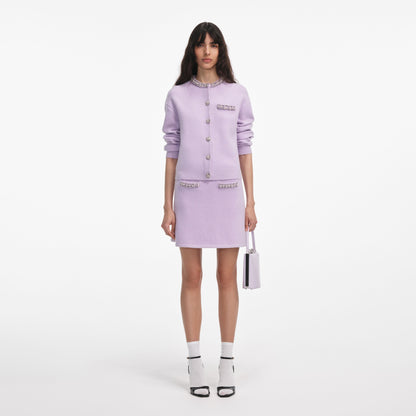 Leylak Kristal Kenarlı Örme Etek