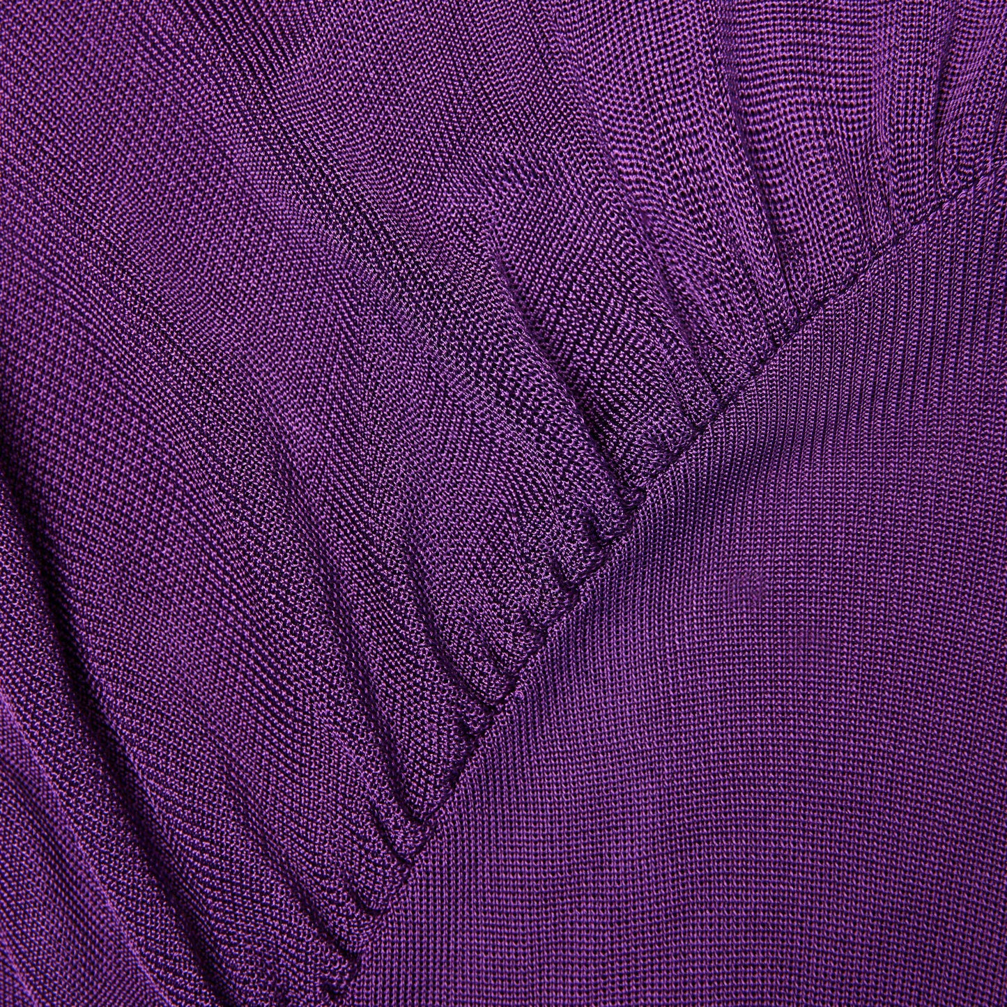 Mor Kesikli Viskon Örgü Uzun Elbise