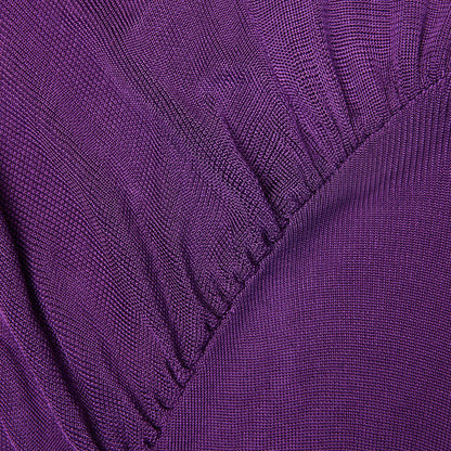 Mor Kesikli Viskon Örgü Uzun Elbise