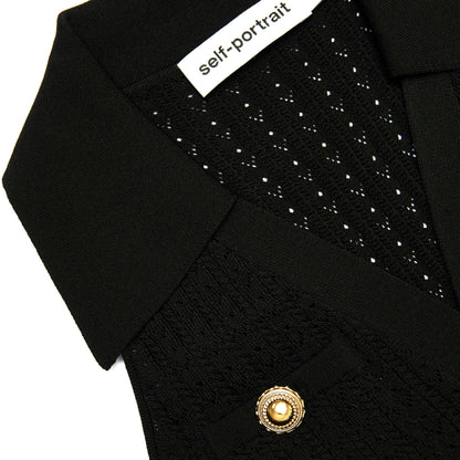 Siyah Pointelle Örgü Mini Elbise