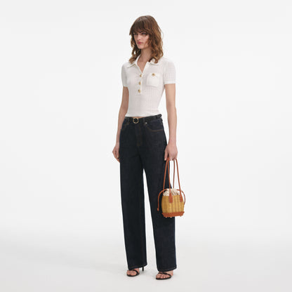 Beyaz Pointelle Örgü Üst