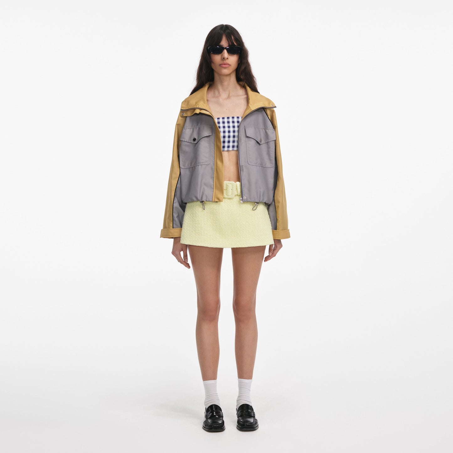 Gri Naylon Kırpılmış Rüzgarlık