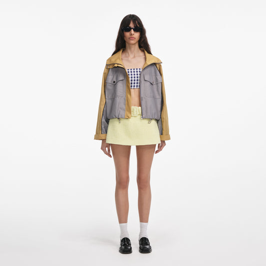 Gri Naylon Kırpılmış Rüzgarlık