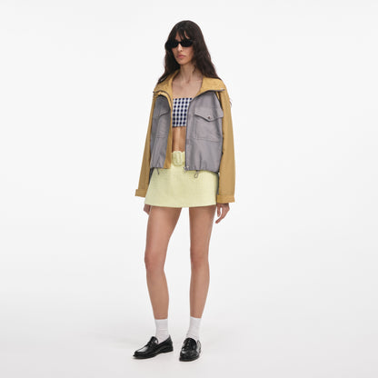 Gri Naylon Kırpılmış Rüzgarlık