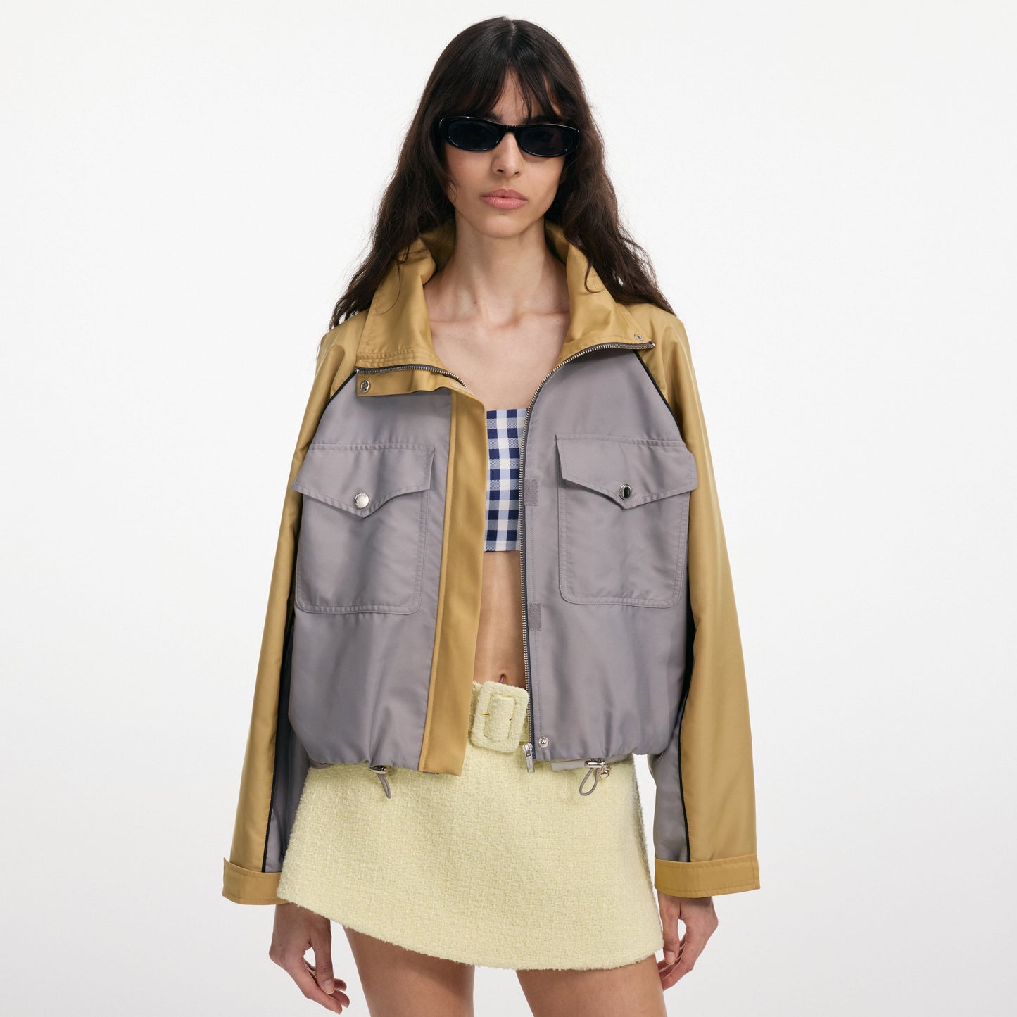 Gri Naylon Kırpılmış Rüzgarlık