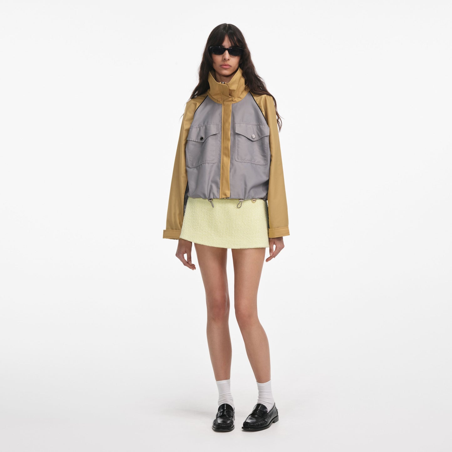 Gri Naylon Kırpılmış Rüzgarlık