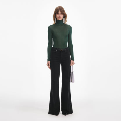 Yeşil Viskon Örgü Üst