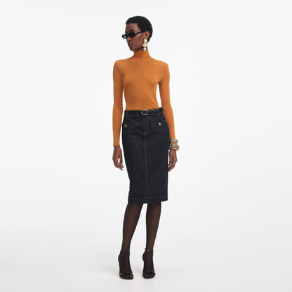 Yanık Turuncu Viskon Örgü Üst