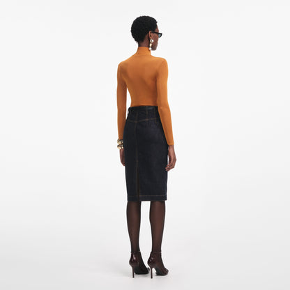 Yanık Turuncu Viskon Örgü Üst