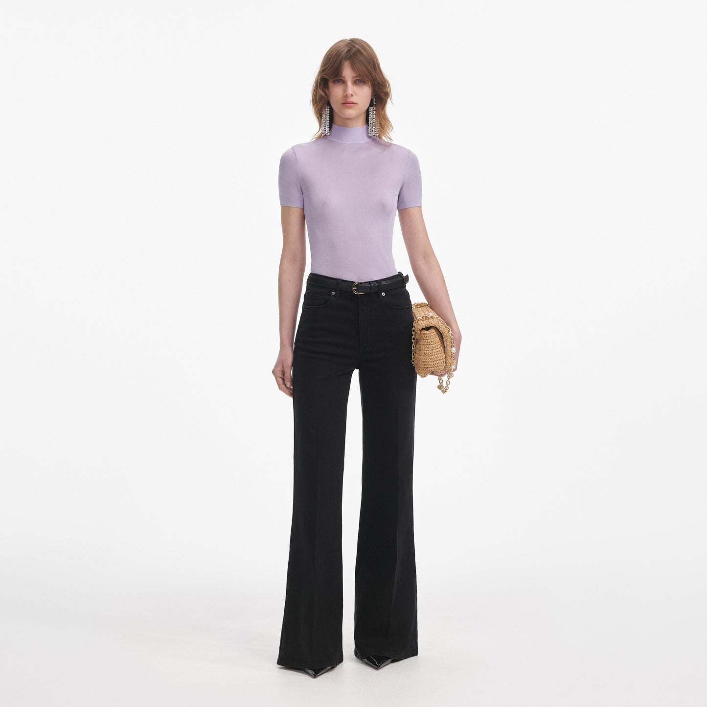 Leylak Viskon Örme Kısa Kollu Üst