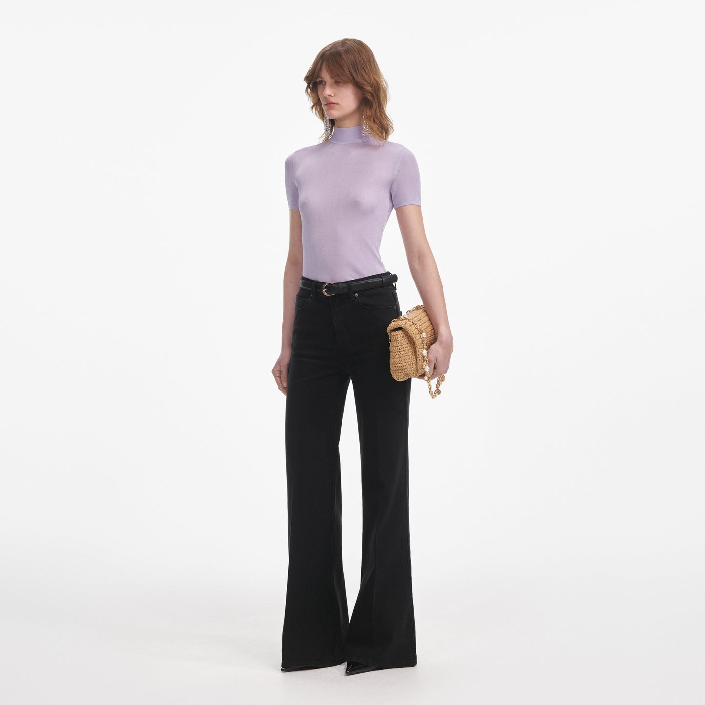 Leylak Viskon Örme Kısa Kollu Üst