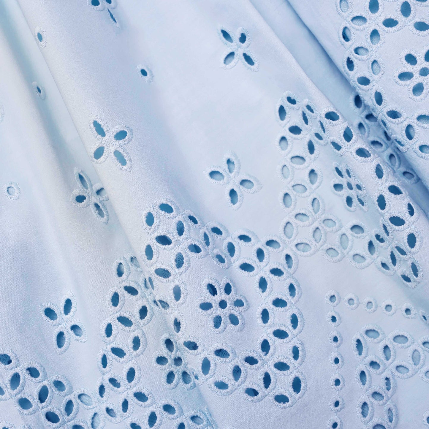 Mavi Pamuklu Broderie Midi Etek