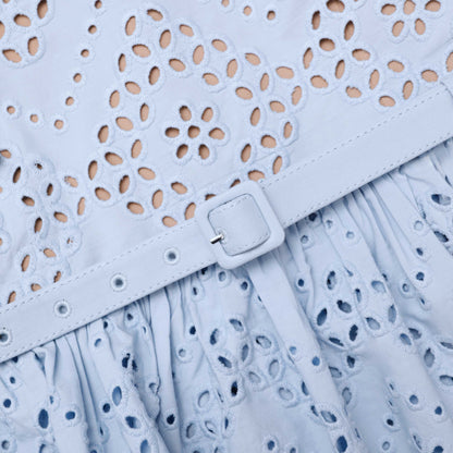 Mavi Pamuklu Broderie Üst